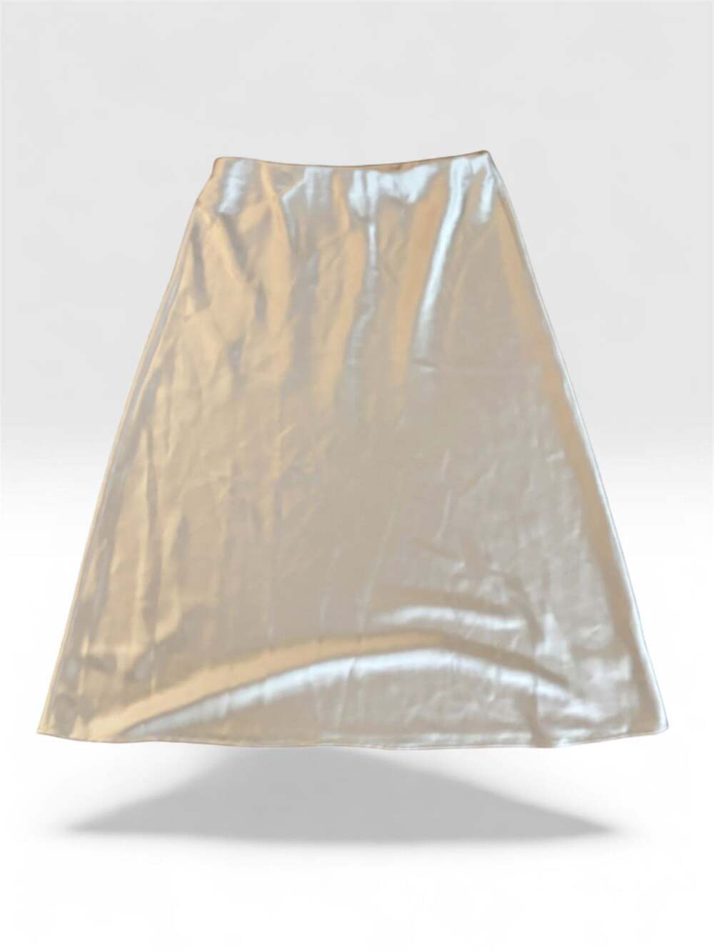 Rachel Zoe Satin Midi Skirt Size L Champagne Gold
